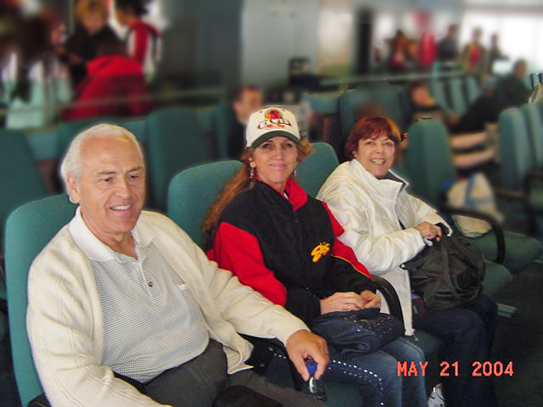 Karen, Sandy Lee waiting for ferry